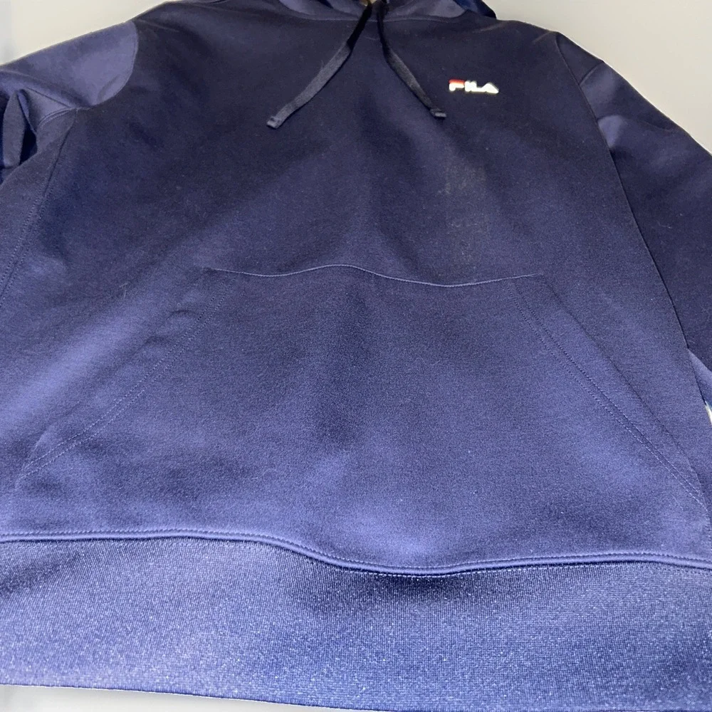 FILA Pullover Drawstring Hoddie Navy Blue Men's Large
